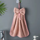 DecorBites™ Bowknot Coral Velvet Microfiber Hand Towels: Soft, Quick Dry, Absorbent Cleaning Cloth