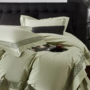 Gray & black egyptian cotton hotel bedding set bedroom geometric embroidery