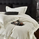 Gray & black egyptian cotton hotel bedding set bedroom geometric embroidery