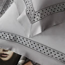 Gray & black egyptian cotton hotel bedding set bedroom geometric embroidery