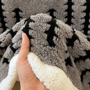 Gray & black jacquard blanket thick lamb wool living room shawl