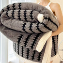 Gray & black jacquard blanket thick lamb wool living room shawl
