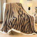 Gray & black jacquard blanket thick lamb wool living room shawl