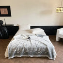 Gray butterfly jacquard imitation mink fur blanket bedroom throw