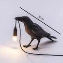 Gray ceramic lively bird resin table lamp for bedroom