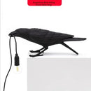 Gray ceramic lively bird resin table lamp for bedroom