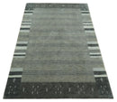 6x8 Gray And Charcoal Striped Wool Hand Woven Southwestern Lori Gabbeh Rug