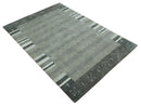 6x8 Gray And Charcoal Striped Wool Hand Woven Southwestern Lori Gabbeh Rug