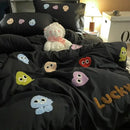 Gray cotton cartoon towel embroidery bedding set bedroom decor