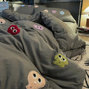 Gray cotton cartoon towel embroidery bedding set bedroom decor