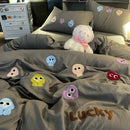 Gray cotton cartoon towel embroidery bedding set bedroom decor