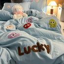 Gray cotton cartoon towel embroidery bedding set bedroom decor