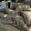 Gray cotton cartoon towel embroidery bedding set bedroom decor