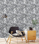 Gray Exotic Leaves Wallpaper