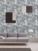 Gray Exotic Leaves Wallpaper