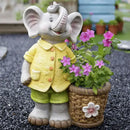 Gray floral elephant garden decoration outdoor ceramic figurine