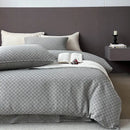 Gray geometric linen cotton jacquard bedding set bedroom decor