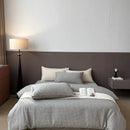Gray geometric linen cotton jacquard bedding set bedroom decor