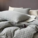 Gray geometric linen cotton jacquard bedding set bedroom decor