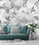 Gray Giant Peonies Wallpaper Mural