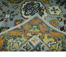 Gray, Gold and Mustard 5.6x8.6 Hand Knotted Traditional Oushak wool Area Rug
