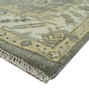 Gray, Ivory and Beige 6x8.8 Hand Knotted Traditional Oushak wool area rug