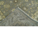Gray, Ivory and Beige 6x8.8 Hand Knotted Traditional Oushak wool area rug