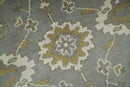 Gray, Ivory and Olive 6x9 Hand Knotted Traditional Oushak wool area rug
