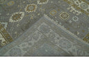 Gray, Ivory and Olive 6x9 Hand Knotted Traditional Oushak wool area rug