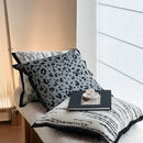 Gray leopard print luxury mink fur blanket bedroom fringed throw
