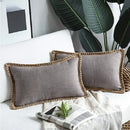 Gray linen square throw pillow covers set bedroom decor