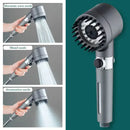 Gray metallic 3-mode handheld shower head bathroom spray nozzle