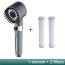 Gray metallic 3-mode handheld shower head bathroom spray nozzle