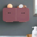 Gray & peach cotton swab holder bathroom wall organizer compartment