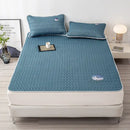 Gray quilted latex bed mat set with cloud embroidery bedroom matress pad