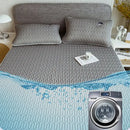 Gray quilted latex bed mat set with cloud embroidery bedroom matress pad