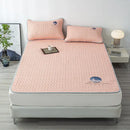Gray quilted latex bed mat set with cloud embroidery bedroom matress pad