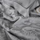 Gray ruched summer quilt set with black trim bedroom bedding