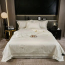 Gray ruched summer quilt set with black trim bedroom bedding