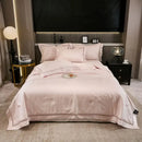 Gray ruched summer quilt set with black trim bedroom bedding