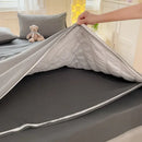 Gray satin cotton quilted duvet cover bedroom bedding set