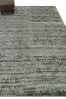 Gray, Silver and Charcoal Traditional ikat design 6x9 Hand knotted wool and Bamboo Silk area Rug