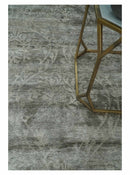 Gray, Silver and Charcoal Traditional ikat design 6x9 Hand knotted wool and Bamboo Silk area Rug