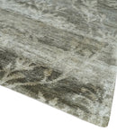 Gray, Silver and Charcoal Traditional ikat design 6x9 Hand knotted wool and Bamboo Silk area Rug