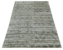 Gray, Silver and Charcoal Traditional ikat design 6x9 Hand knotted wool and Bamboo Silk area Rug