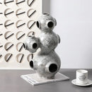 Gray speckled abstract planet ceramic ornament living room sculpture
