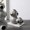 Gray speckled abstract planet ceramic ornament living room sculpture
