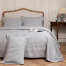 Gray textured egyptian cotton quilt set bedroom reversible bedspread
