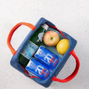 Gray textured insulated lunch bag kitchen thermal tote with leather handles