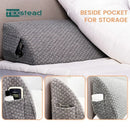 DecorBites™ Bed Wedge Pillow Memory Foam Mattress Gap Filler with 2 Large Side Pockets